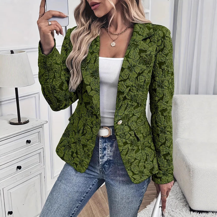 Damen Taillierter Jacquard-Blazer mit floralem Reliefmuster – Valéne