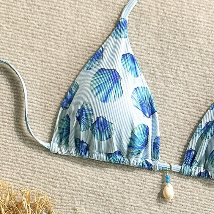 Damen Triangel-Bikini mit Muschel-Print und zarten Rüschendetails Echo Archiv