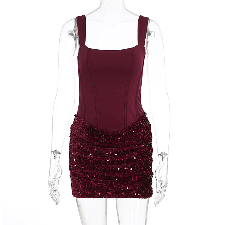 Damen Glamouröses Partykleid mit Pailletten und Raffung Echo Archiv