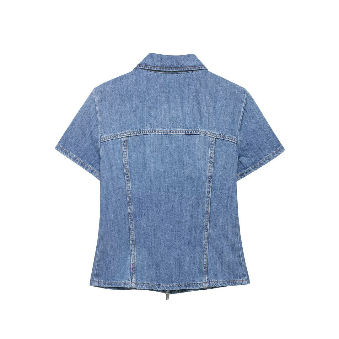 Damen Jeansjacke mit kurzem Schnitt und praktischer Reißverschlussfunktion Echo Archiv