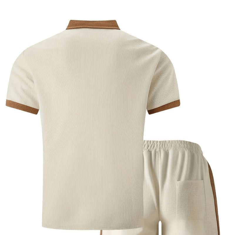 Herren Poloshirt und Shorts Set mit stylischem Kontrastdesign Echoarchiv