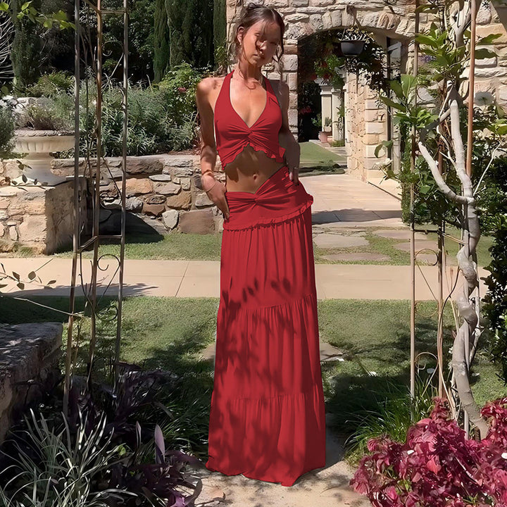 Damen Maxikleid mit raffiniertem Knotendesign und fließendem Rock Echo Archiv