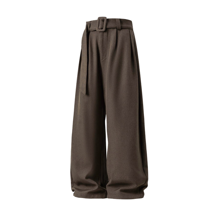 Damen Weite High-Waist Palazzo-Hose mit Bundfalten und Bindegürtel Echo Archiv