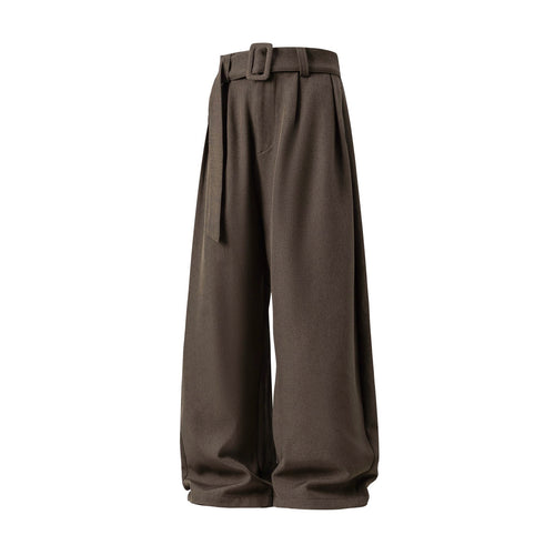 Damen Weite High-Waist Palazzo-Hose mit Bundfalten und Bindegürtel Echo Archiv