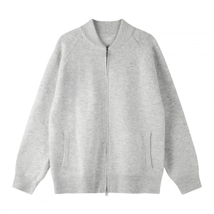 Unisex Locker geschnittene Feinstrick-Zipjacke mit Zwei-Wege-Reißverschluss und Rippbündchen Echo Archiv