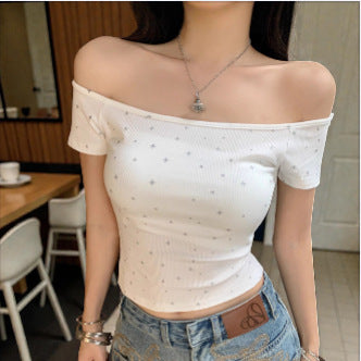 Damen Off-Shoulder Shirt mit subtilen Muster Echo Archiv