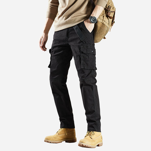 Herren Multifunktionale Canvas‑Cargo‑Hose mit Kniefalten und Mehrfach‑Taschen Echo Archiv