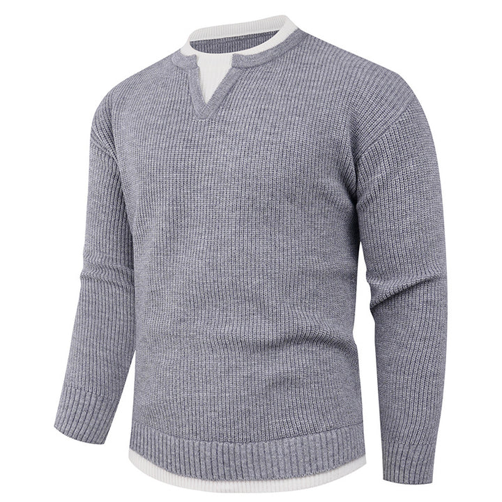 Herren Strickpullover mit V-Ausschnitt und modernem Rippenmuster Echoarchiv