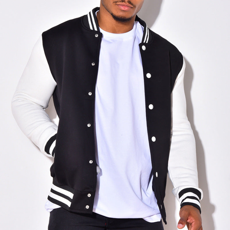 Herren Collegejacke mit kontrastierenden Ärmeln und Druckknopfverschlüssen Echoarchiv