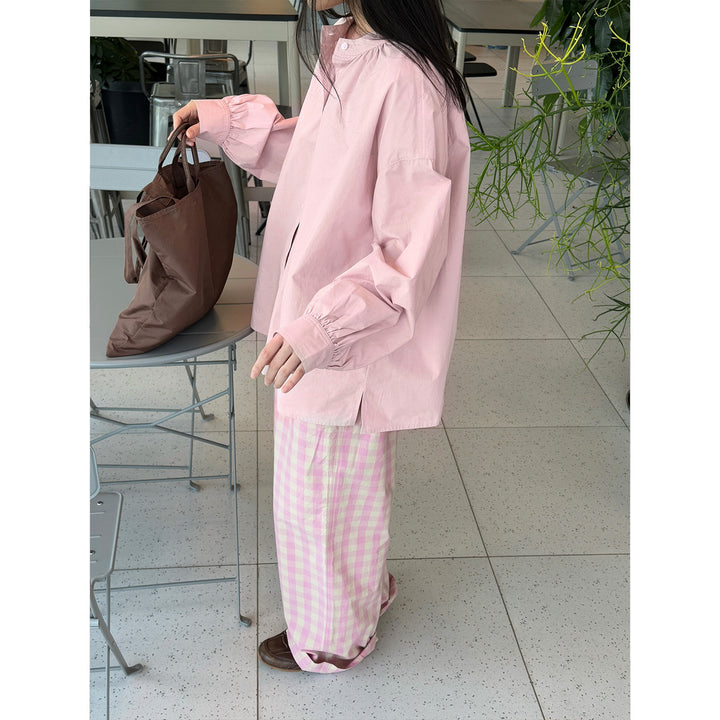 Damen Oversize-Hemdbluse mit Ballonärmeln und geraffter Schulterpartie Echoarchiv