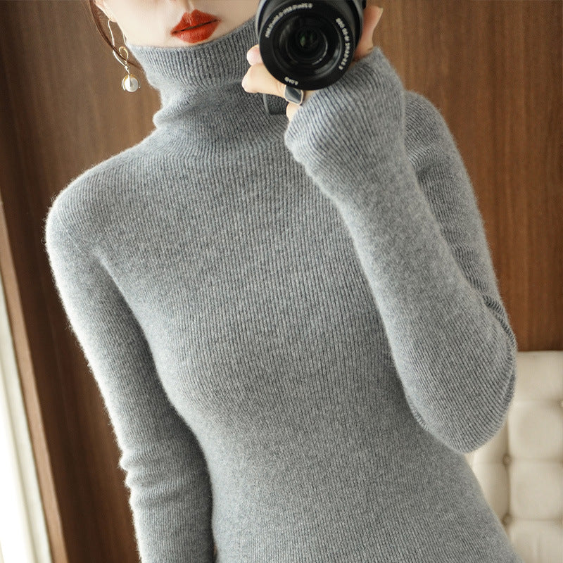 Damen Schmaler Rollkragenpullover aus Kaschmir‑Mix mit extralangem Ärmelabschluss Echoarchiv