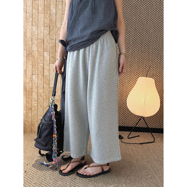 Damen Weiche High‑Waist Lounge‑Palazzohose aus Sweat mit elastischem Bund Echoarchiv