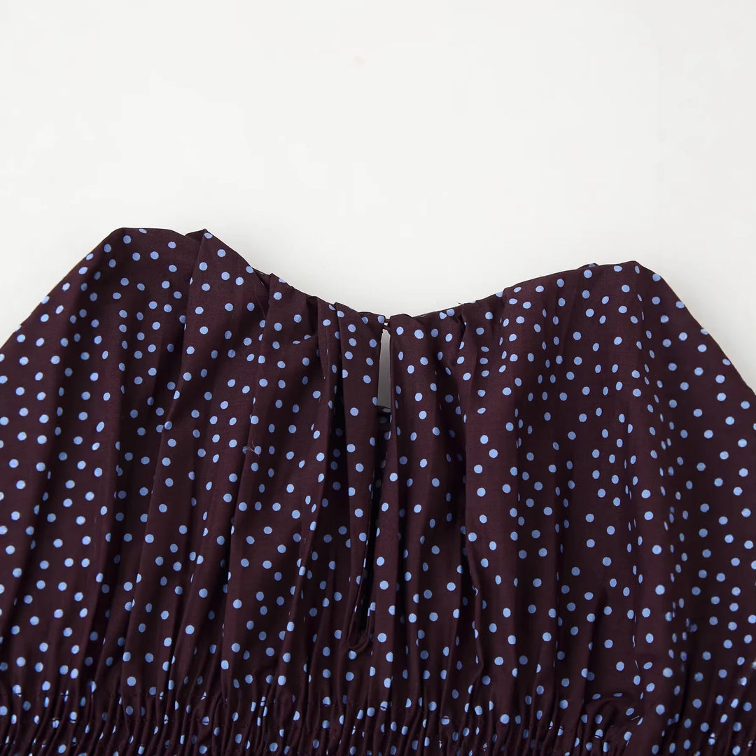 Damen Gesmoktes Polka-Dot-Blusenshirt mit Ballonärmeln Echoarchiv