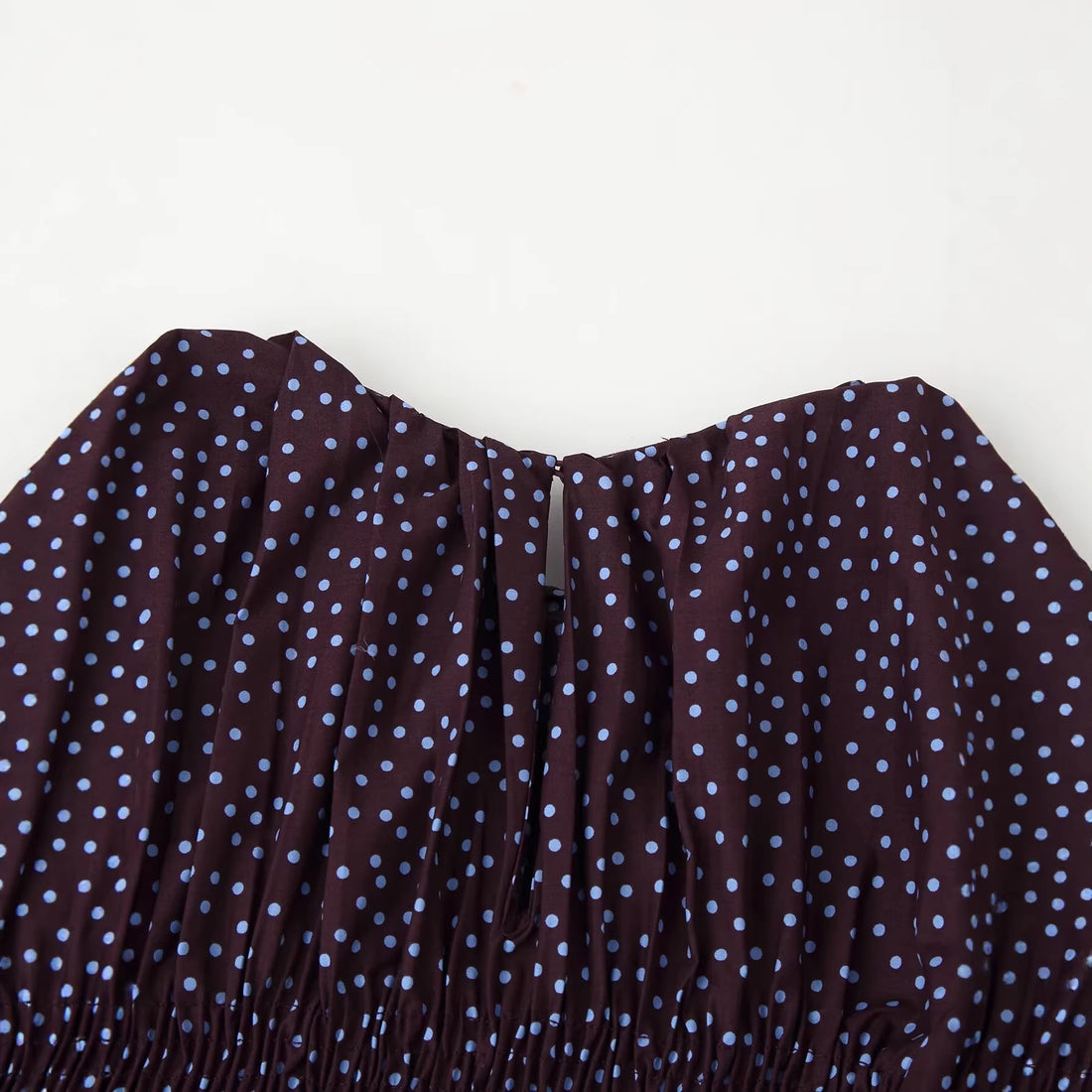 Damen Gesmoktes Polka-Dot-Blusenshirt mit Ballonärmeln Echoarchiv