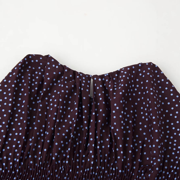 Damen Gesmoktes Polka-Dot-Blusenshirt mit Ballonärmeln Echoarchiv