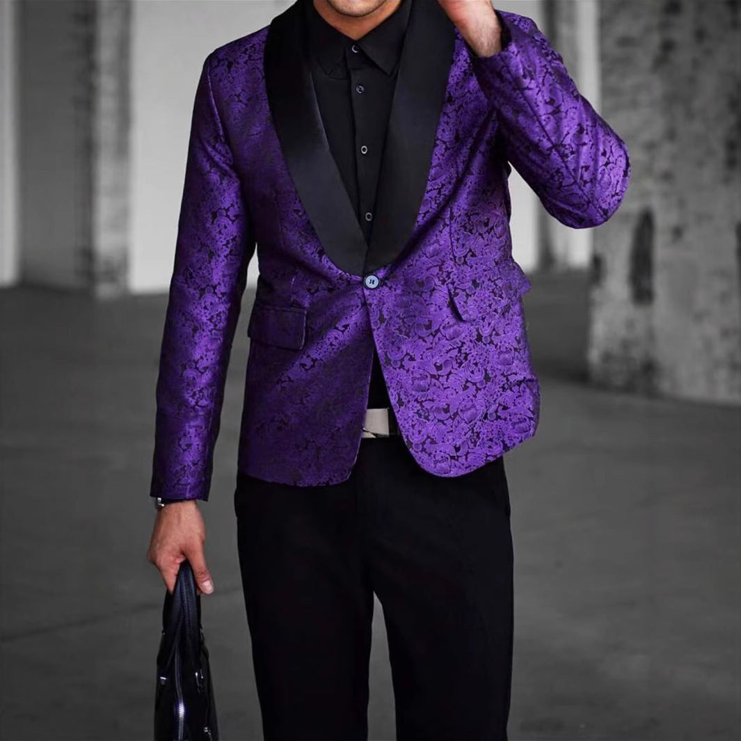 Herren eleganter Paillettenblazer mit floralem Design und schimmernder Oberfläche Echoarchiv