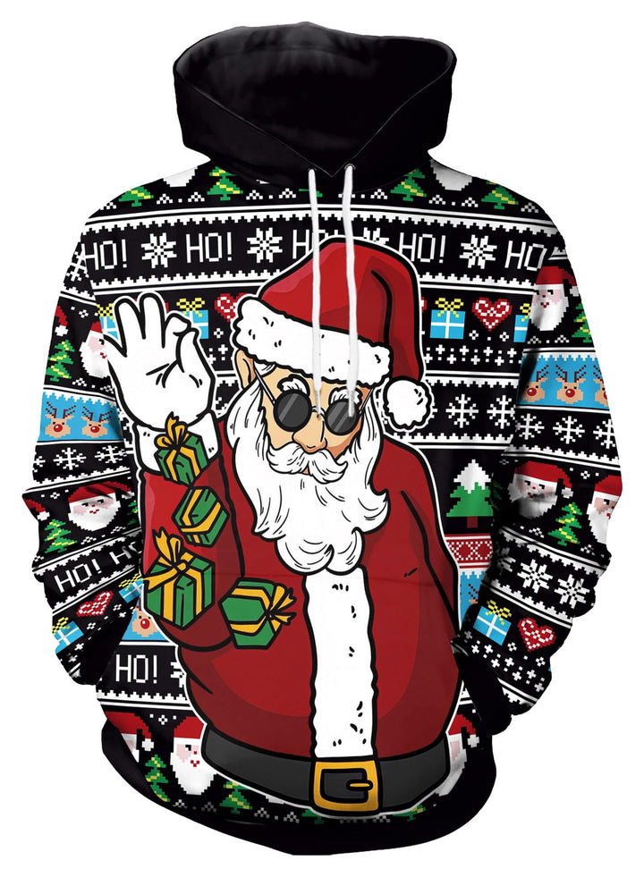 Damen Lustiger Kapuzenpullover mit weihnachtlichem DJ-Motiv Echoarchiv
