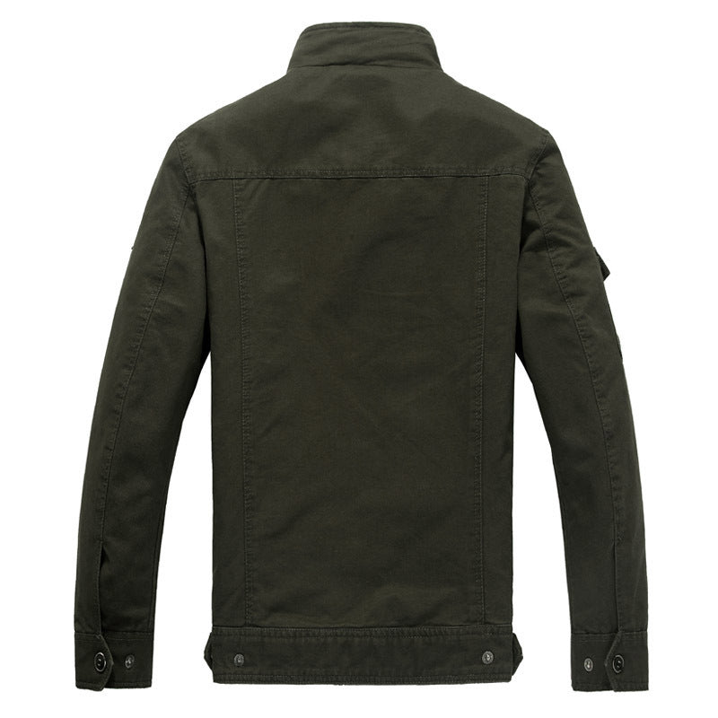 Herren nan leichte Canvas-Fieldjacke im Military-Stil mit Stehkragen, Schulterklappen und aufgesetzten Brust- und Ärmeltaschen Echo Archiv
