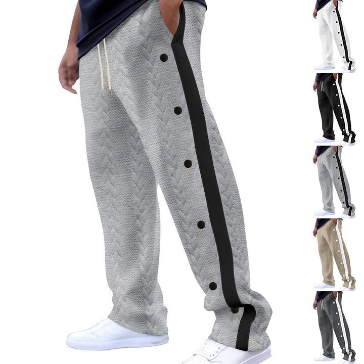 Herren atmungsaktive Jogginghose mit seitlichen Druckknöpfen und einzigartigem Strickdesign Echoarchiv