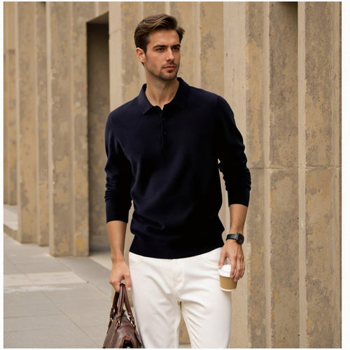 Herren eleganter Polokollektion Pullover aus feiner Baumwolle Echoarchiv