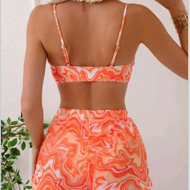 Damen Bikini-Set mit modischem Wellenmuster und bequemen Shorts Echo Archiv