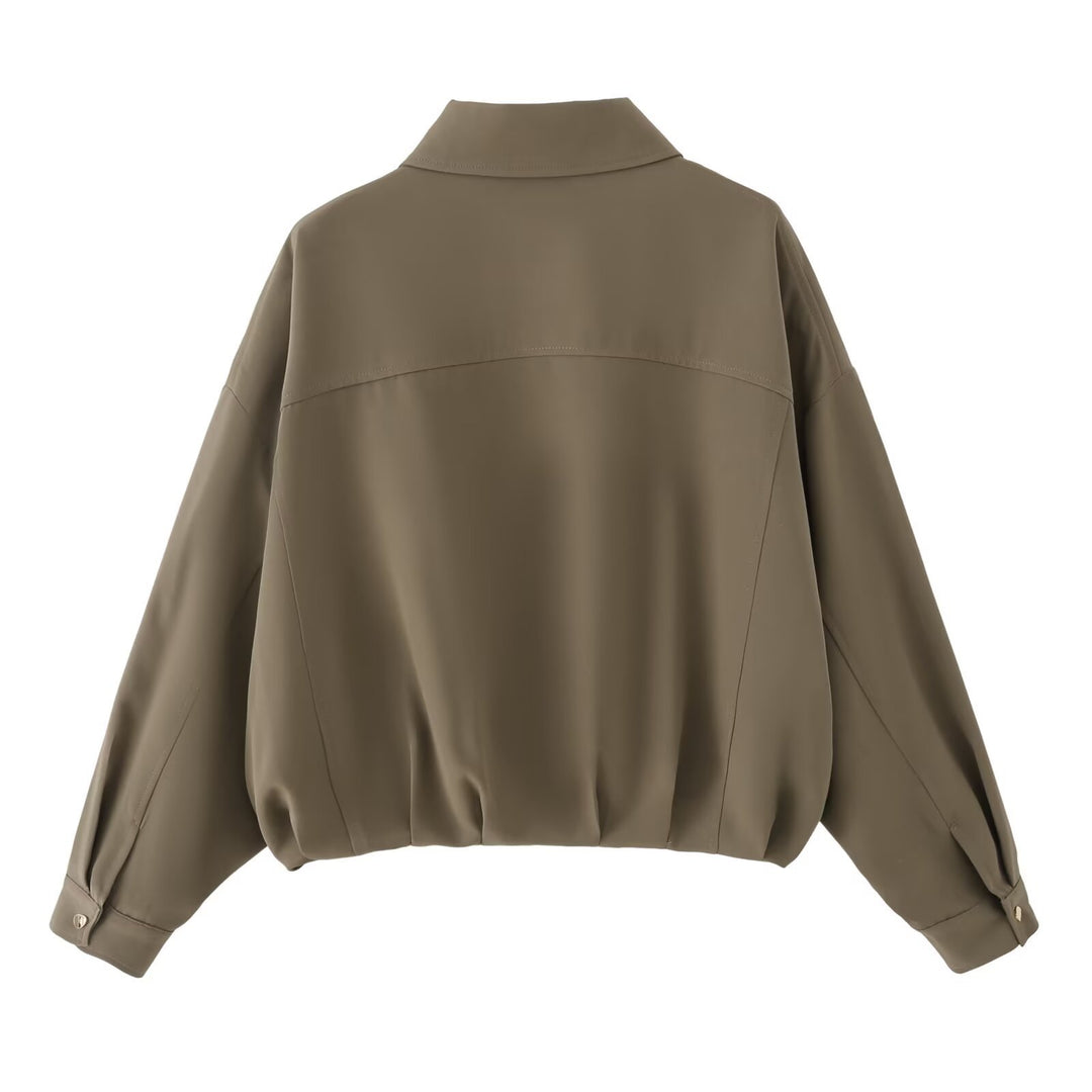 Damen Oversize Utility-Jacke mit Pattentaschen, Drop-Shoulder und elastischem Saum Echo Archiv