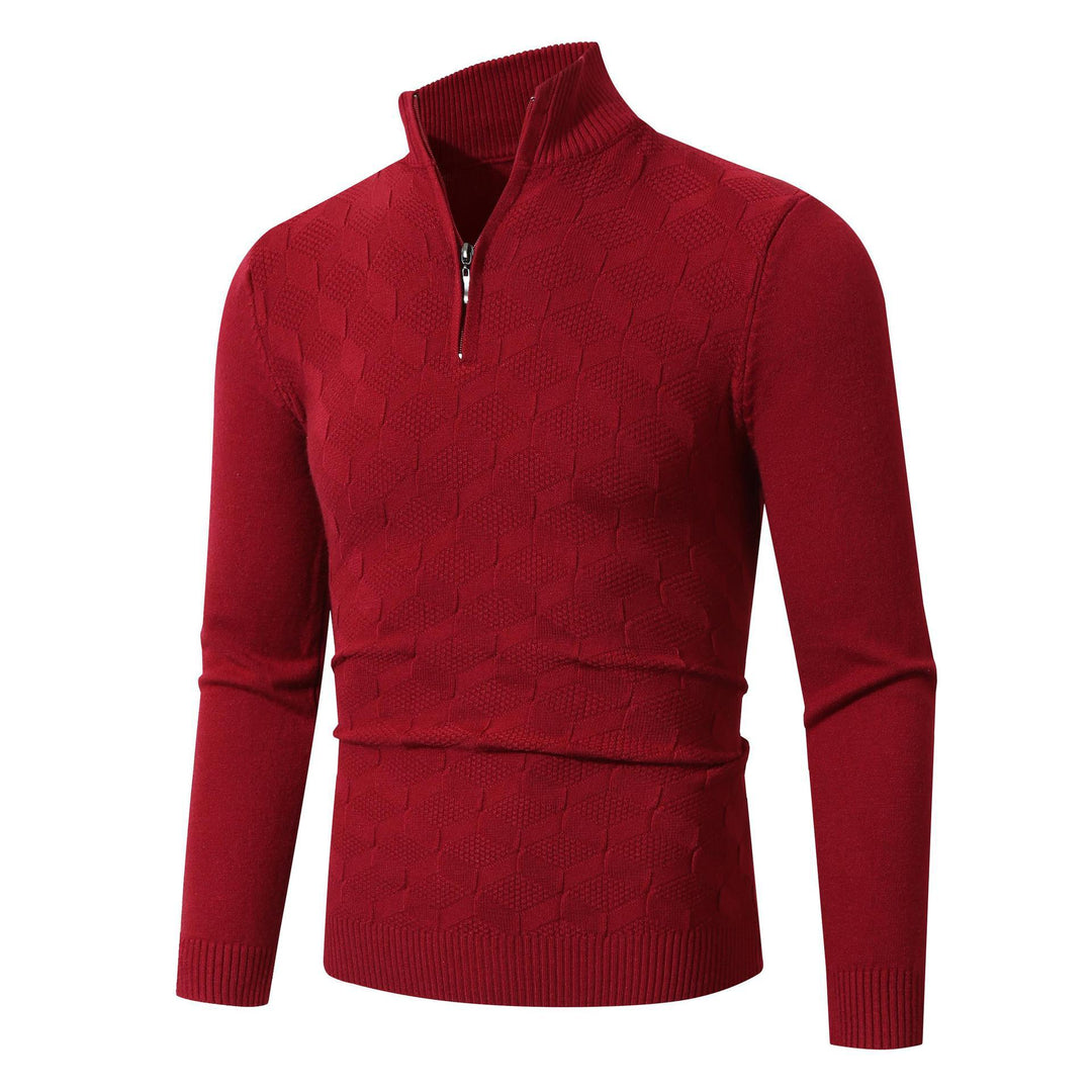 Herren modischer Strickpullover mit halbem Reißverschluss und strukturiertem Design Echoarchiv