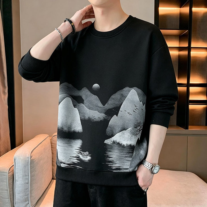 Unisex Oversize‑Sweatshirt mit Pinsel‑Print & geripptem Saum Echoarchiv