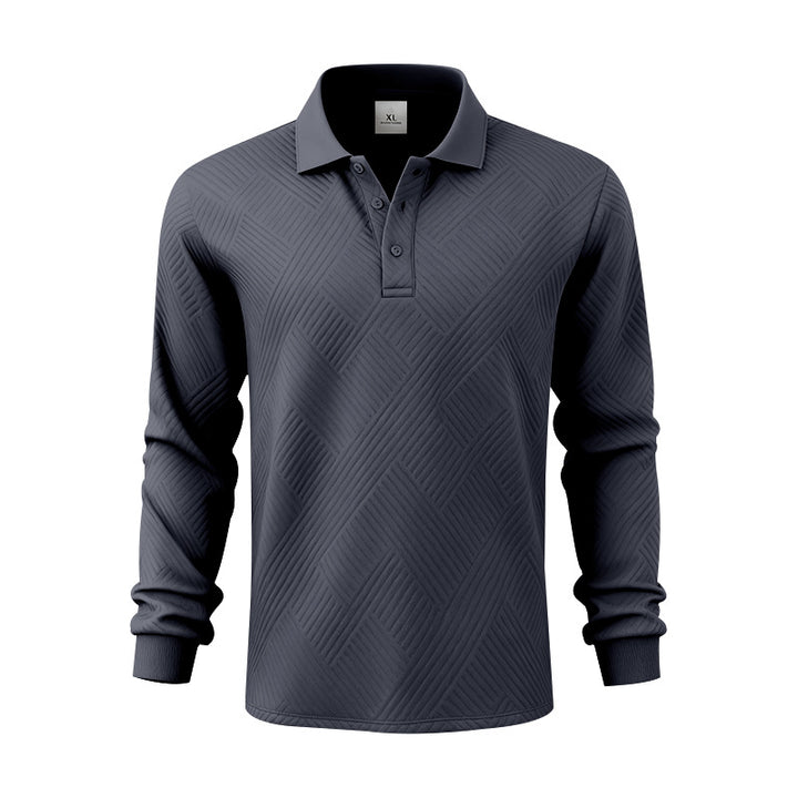 Herren nan langärmeliges Poloshirt aus strukturiertem Jacquardstrick Echo Archiv
