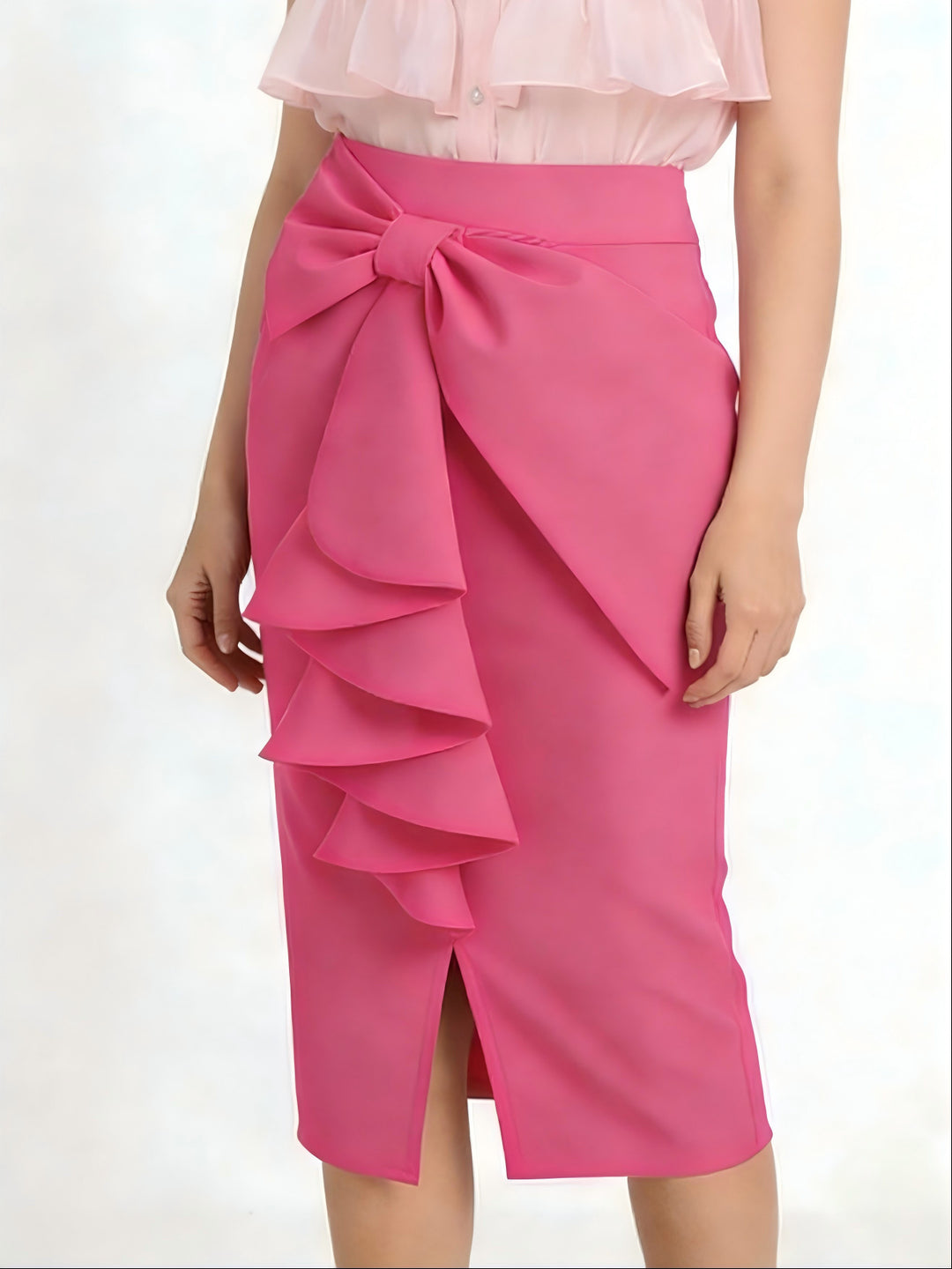 Damen Figurbetonter Midi-Rock mit elegantem Schleifendetail Echo Archiv