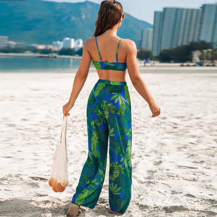 Damen Badeset mit floralem Design und lockeren Palazzohosen Echo Archiv