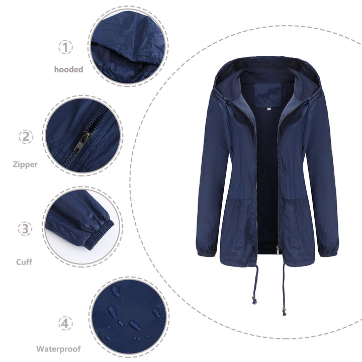 Damen nan leichte Windjacke mit Kapuze Mesh-Futter Kordelzug und Reißverschluss Echo Archiv