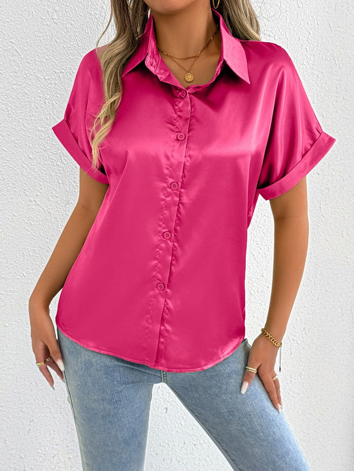 Damen Satinbluse mit lässigem Schnitt und elegantem Kragen Echo Archiv