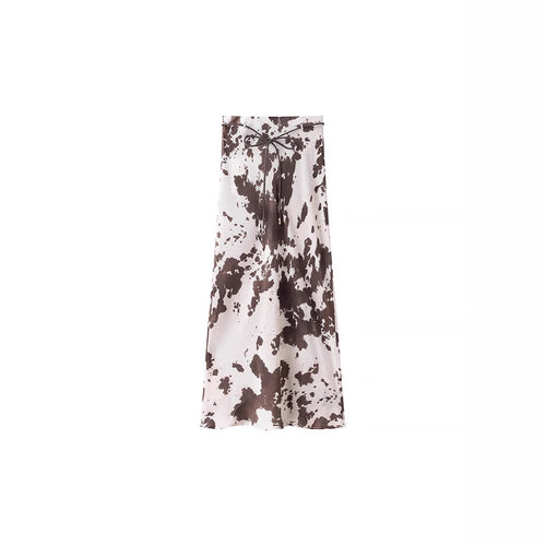 Damen Oversize-Hemdbluse mit Kuhflecken-Print, verdeckter Knopfleiste und weitem Schnitt Echo Archiv