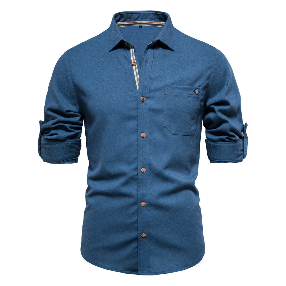 Herren Button-Down Hemd aus robustem Baumwollmix mit praktischem Brusttasche Echoarchiv