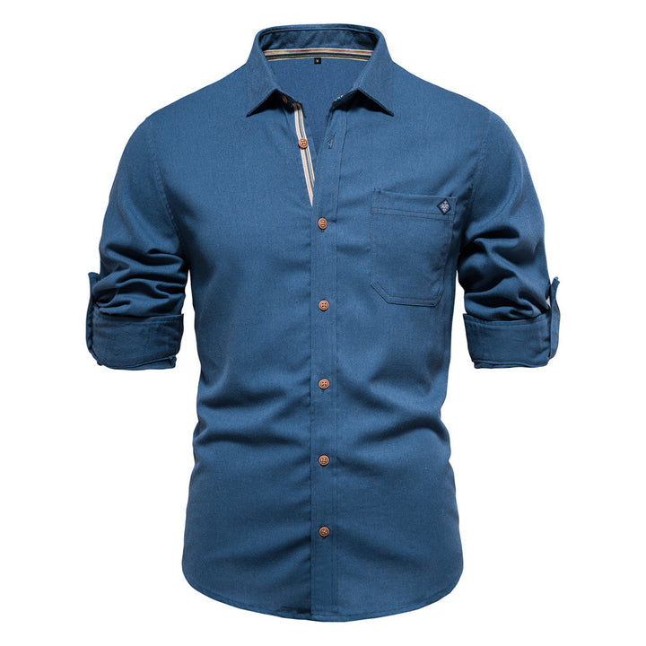 Herren Button-Down Hemd aus robustem Baumwollmix mit praktischem Brusttasche Echoarchiv