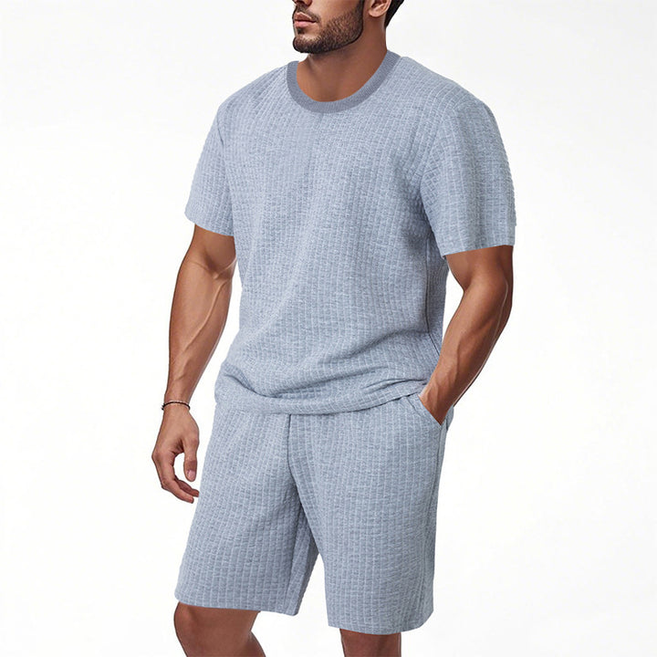 Herren bequemer Struktur-Shorts-Set Echoarchiv