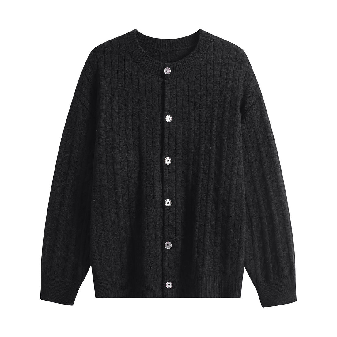 Damen Grobstrick-Cardigan mit Zopfmuster, Rundhalsausschnitt & durchgehender Knopfleiste Echoarchiv