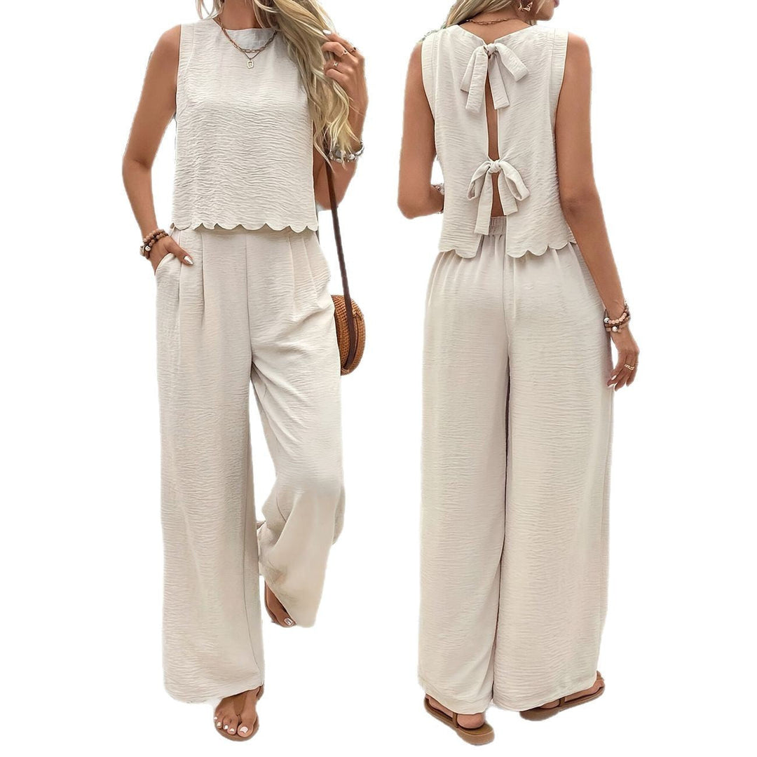 Damen Lässiger Jumpsuit mit elegantem Rückenausschnitt und weitem Bein Echoarchiv