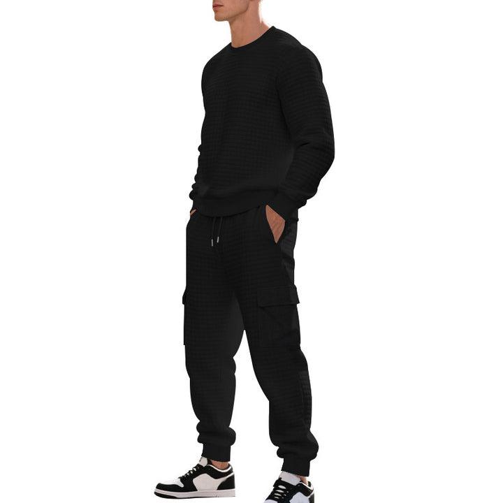 Herren Sportliches Freizeit-Set mit strukturiertem Sweatshirt und Cargo-Hose Echoarchiv