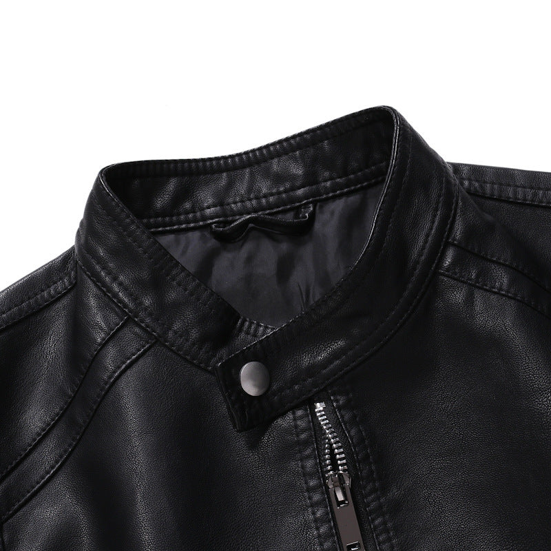 Herren Slim‑Fit Pilotblouson aus weichem Kunstleder mit Druckknopf‑Stehkragen Echo Archiv