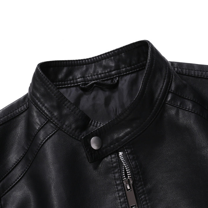 Herren Slim‑Fit Pilotblouson aus weichem Kunstleder mit Druckknopf‑Stehkragen Echo Archiv