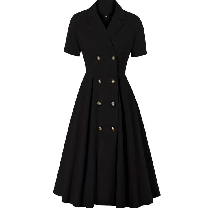 Damen elegantes Midikleid mit doppelter Knopfleiste und schwingendem Rock Echo Archiv