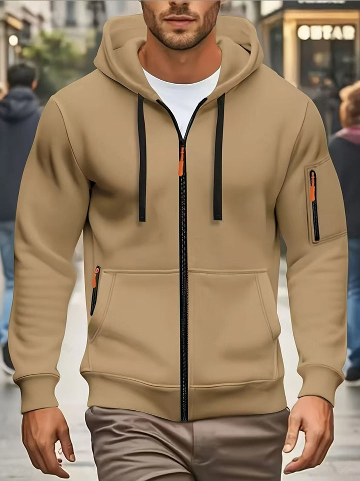 Herren nan funktionale Kapuzenjacke mit durchgehendem Reißverschluss, Ärmeltasche und elastischen Bündchen Echo Archiv