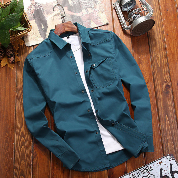Herren Canvas-Overshirt im Worker‑Look mit Brustpattentasche und Western‑Nahtführung Echoarchiv