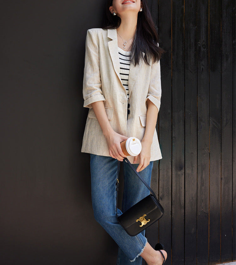 Damen Modischer Leinenblazer Echoarchiv