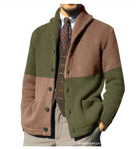 Herren Strickjacke mit modernem Schalkragen und durchgehendem Knopfverschluss Echoarchiv