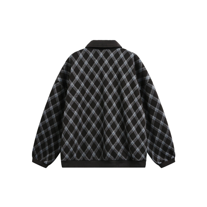 Damen Karierter Oversize‑Polo‑Pullover mit Halbknopfleiste und Rippbündchen Echoarchiv