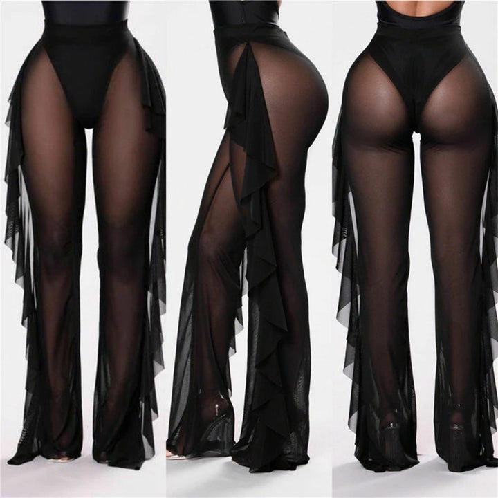 Damen transparente Strandhose mit asymmetrischem Rüschenbesatz Echo Archiv