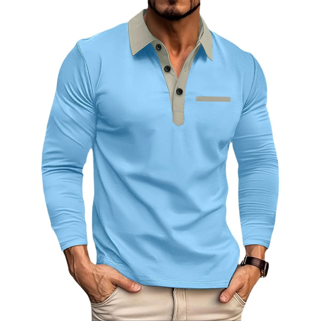 Herren Langarm Poloshirt mit modernem Kragen Echoarchiv